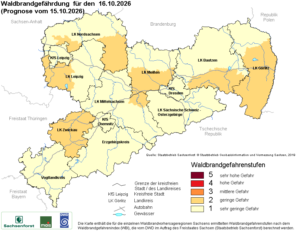 Waldbrandgefährdung Sachsen