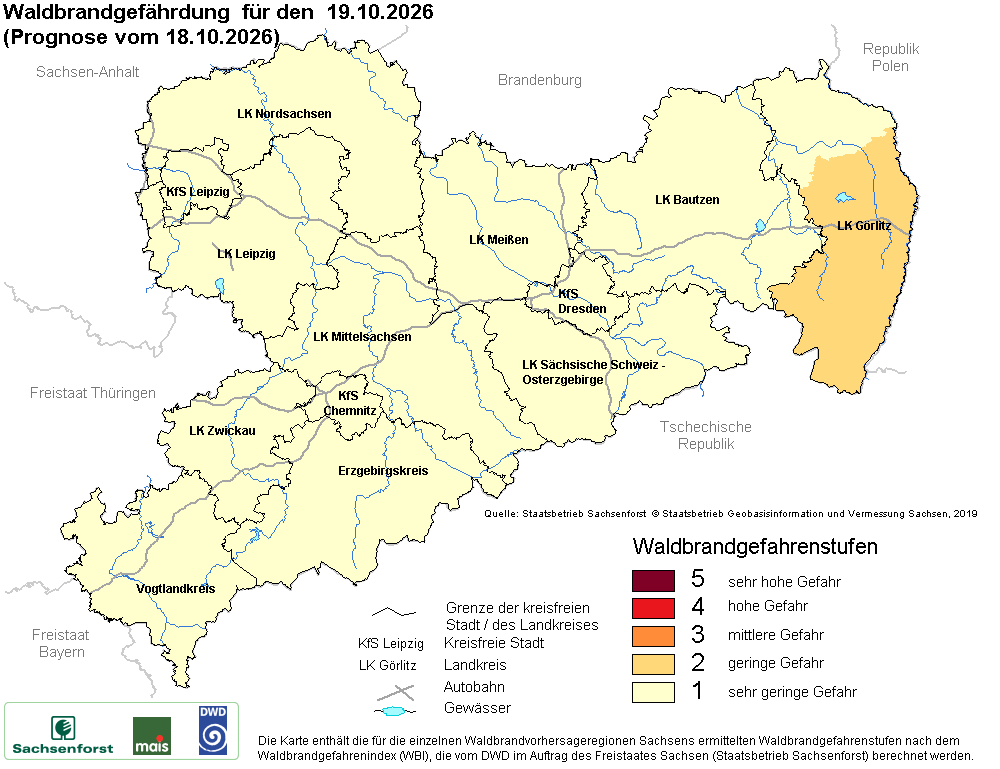 Waldbrandgefährdung Sachsen