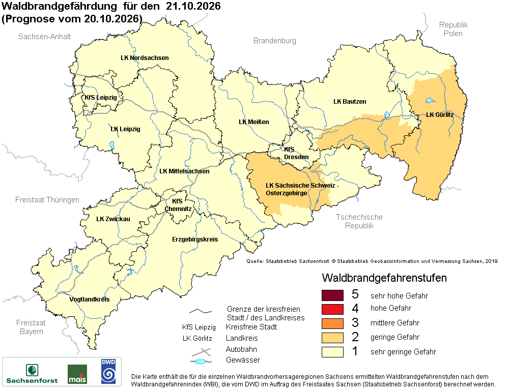 Waldbrandgefährdung Sachsen